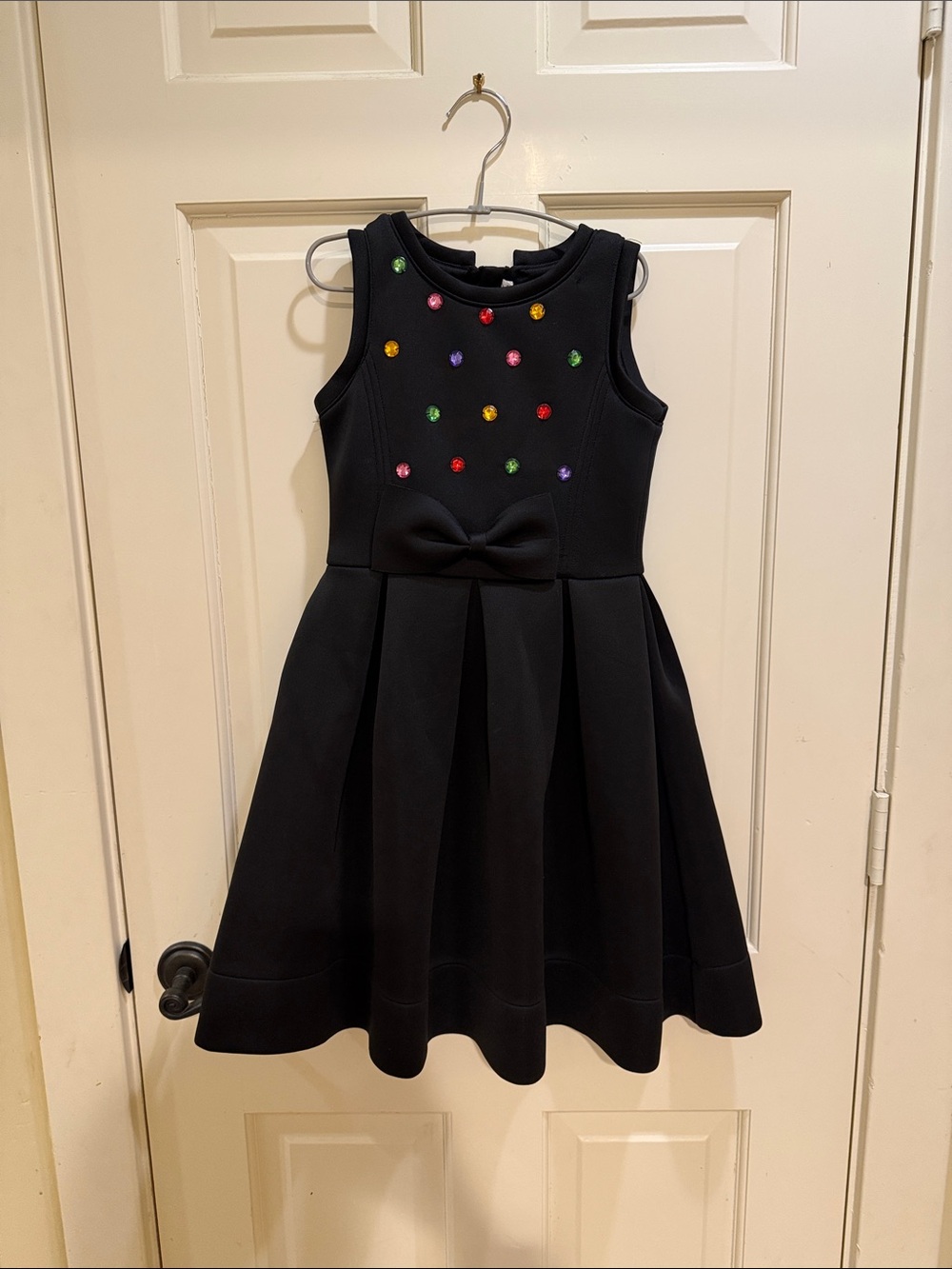 deux par deux Black Sleeveless Dress with Multicolored Jewel Accents